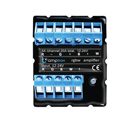 [AMPBOXIP20] Amplificador LED RGB+W 240W (12VDC) / 480W (24VDC) 5A IP20 - 4 CANAIS