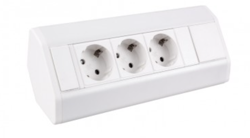 [Cornerbox-bi-3de] Caixa de canto branca 3x soquete schuco, cabo de 1,8m