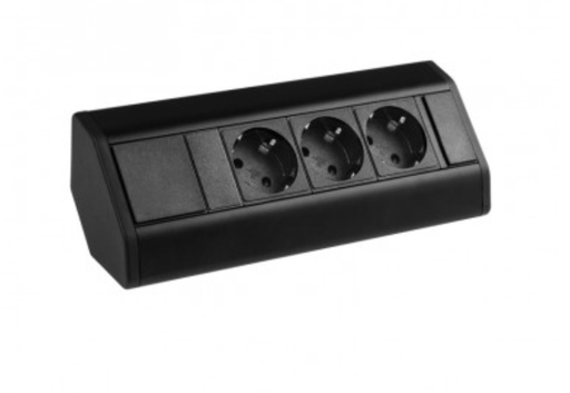 [Cornerbox-CZ-3DE] Caixa de canto Black 3x Schuco Socket, cabo de 1,8m