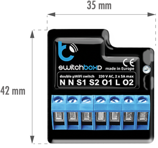 [SWITCHBOXDIP20] Controlador de dispositivos 230V AC 5A IP20 - 2 CANAIS