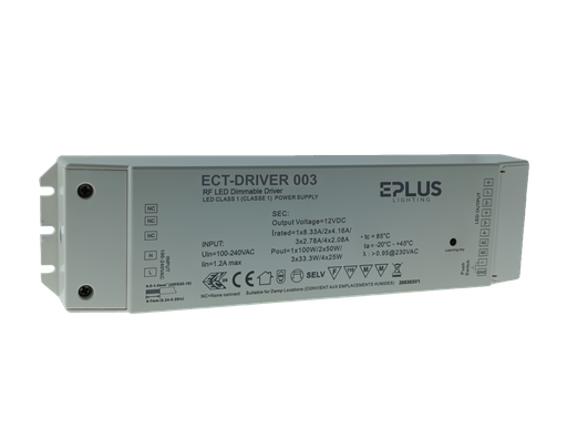 [ECT-DRIVER003-24V] FONTE AL/CONTROLADOR RF/PUSH-DIM 24VDC 4.16A 100W MONO/CCT/RGBW IP20
