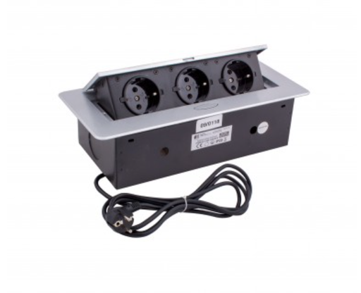 [KOMB-ALU-DE-1,5-M01W] Caixa tomadas Aluminio, 3xshucko, cabo 1.5M