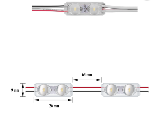 [SIGN-006-048W-W] SIGN-006-048W-W - MODULO 2LED 0.48W 12V IP67 3000K