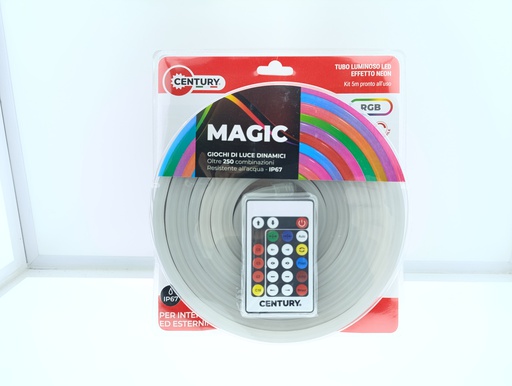 [MGR5-486010] BLISTER NEON LED RGB+W MAGIC 4,8W/M IP67 C/ FONTE DE AL., COMANDO REMOTO IR, CLIPS DE FIXAÇÃO